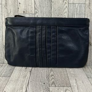 BILL DORF blue vintage leather clutch purse